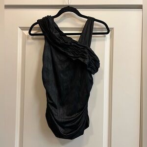NWT! Grass Collection Black Sleeveless Ruched Top - size M